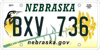 NE license plate BXV736