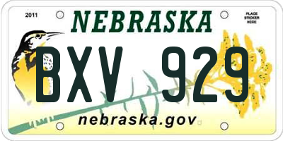 NE license plate BXV929