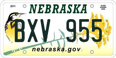 NE license plate BXV955