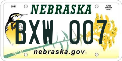 NE license plate BXW007