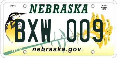 NE license plate BXW009
