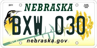 NE license plate BXW030