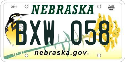 NE license plate BXW058