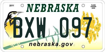 NE license plate BXW097