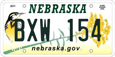 NE license plate BXW154
