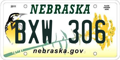 NE license plate BXW306