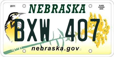NE license plate BXW407