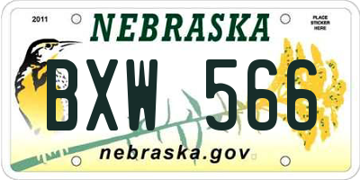 NE license plate BXW566