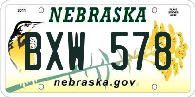 NE license plate BXW578