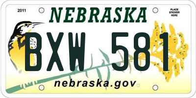 NE license plate BXW581