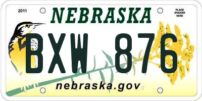 NE license plate BXW876