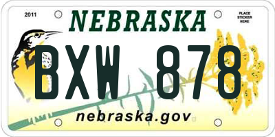 NE license plate BXW878