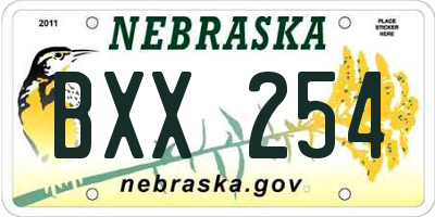 NE license plate BXX254