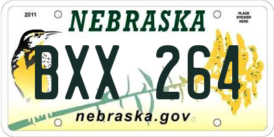 NE license plate BXX264