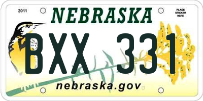 NE license plate BXX331