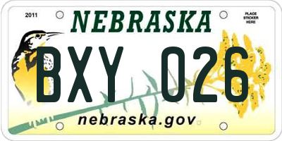 NE license plate BXY026