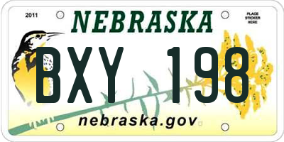 NE license plate BXY198