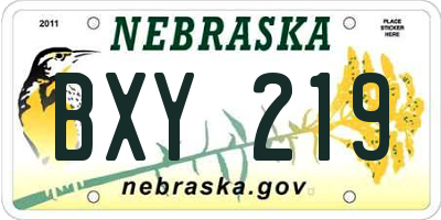 NE license plate BXY219