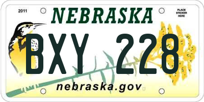 NE license plate BXY228