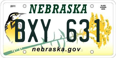 NE license plate BXY631