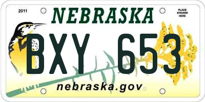 NE license plate BXY653