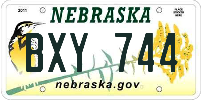 NE license plate BXY744