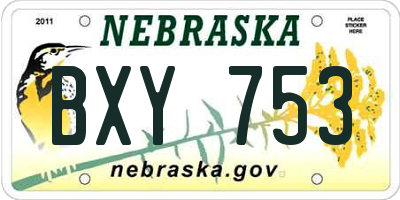 NE license plate BXY753