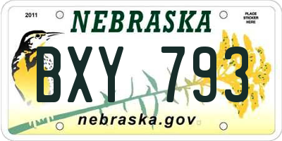 NE license plate BXY793