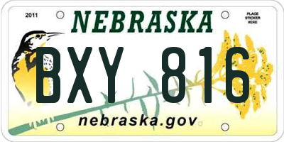 NE license plate BXY816