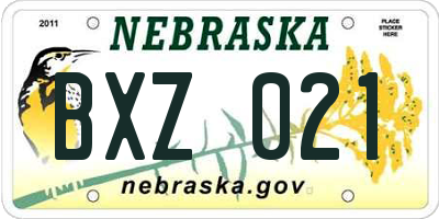 NE license plate BXZ021