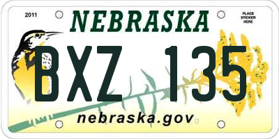 NE license plate BXZ135