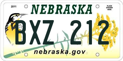 NE license plate BXZ212