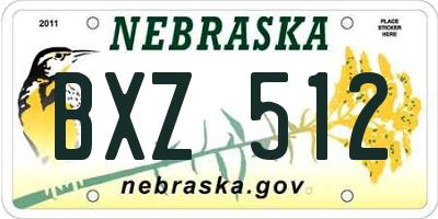 NE license plate BXZ512