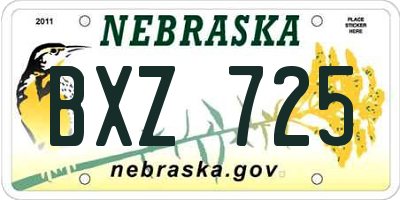 NE license plate BXZ725