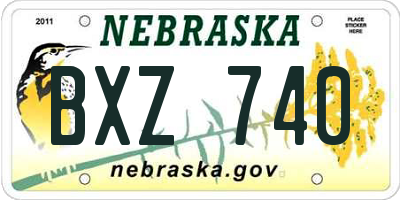 NE license plate BXZ740