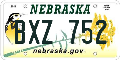 NE license plate BXZ752