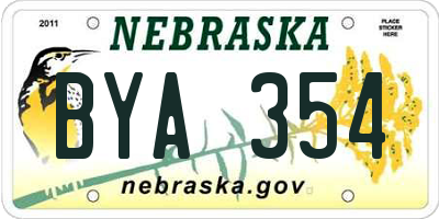 NE license plate BYA354