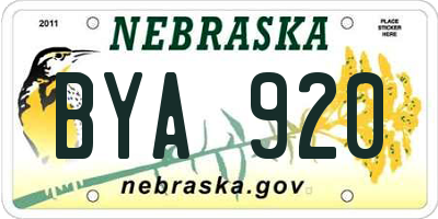 NE license plate BYA920