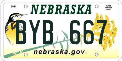 NE license plate BYB667