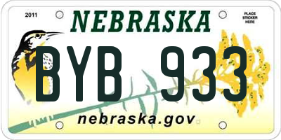 NE license plate BYB933