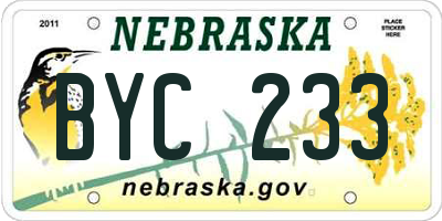 NE license plate BYC233