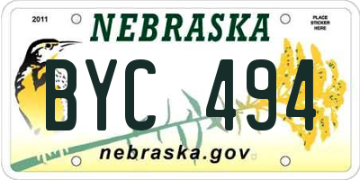 NE license plate BYC494
