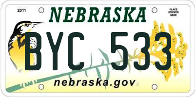 NE license plate BYC533