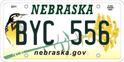 NE license plate BYC556