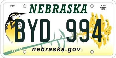 NE license plate BYD994
