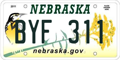 NE license plate BYF311