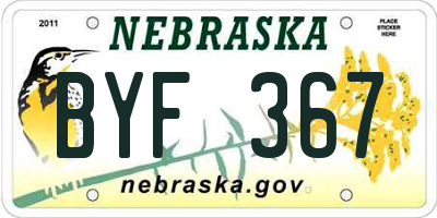 NE license plate BYF367