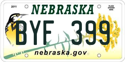 NE license plate BYF399