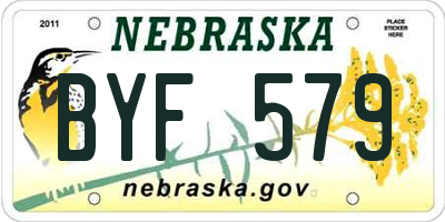 NE license plate BYF579