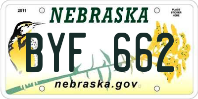 NE license plate BYF662